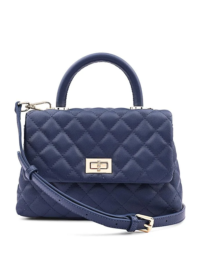 كابلي Women’s Quilted Top Handle Bag with Turn-Lock Closure